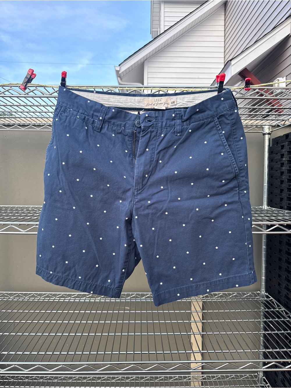 H&M Navy Cotton Shorts with White Stars Print